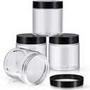 Patelai 4 Pieces Round Wide-mouth Leak Proof Plastic Container Jars with Lids for Travel Storage Makeup Beauty Products Face Creams Oils Salves Ointments DIY Making(8 Ounce,Black)