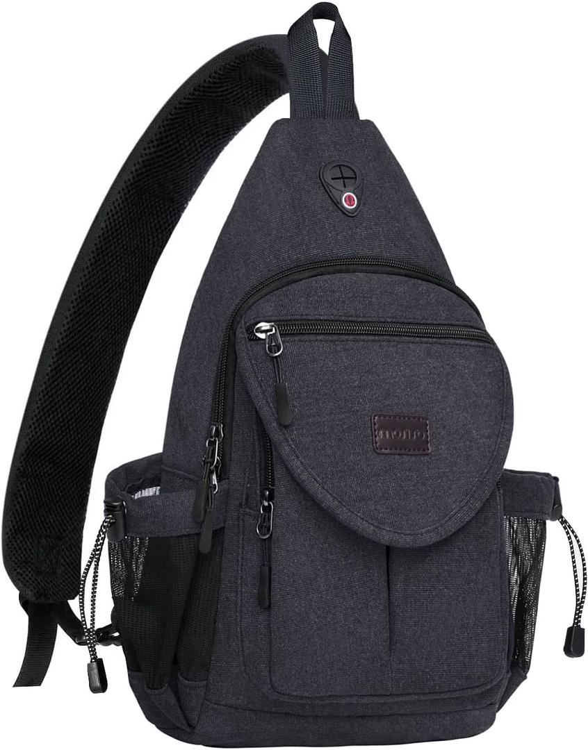 MOSISO Sling Backpack,Canvas Crossbody Hiking Daypack Bag with Anti-theft Pocket (Space Gray)