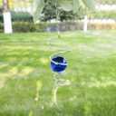 Gazing Ball Spiral Tail Wind Spinner Stabilizer, Garden Decorations Stainless Steel Metal with Hook & Blue Crystal Glass Orb Outdoor Hanging Decor Kinetic Yard 3D Swivel Art Sun Catchers