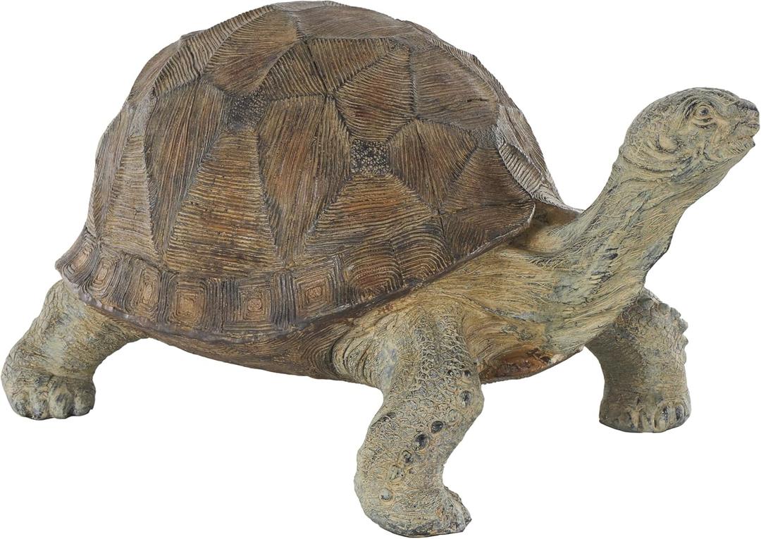 Deco 79 Resin Turtle Indoor Outdoor Garden Sculpture Distressed Textured Small Planter Pot with Patterned Shell, Planter 14" x 24" x 13", Brown