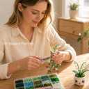 Vittqsuier 4607pcs DIY Green Glass Beads Plant Kit, Includes 4 Mini Vase Magnets for Fridge, 2 Plant Pots, Perfect for Making Succulent Plant Crafts, Window Suncatchers, Handmade Gift for Plant Lovers