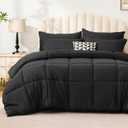 Love's cabin Full Comforter Set Ash Black, 7 Pieces Full Bed in a Bag, All Season Bedding Sets with 1 Comforter, 1 Flat Sheet, 1 Fitted Sheet, 2 Pillowcase and 2 Pillow Sham | Soft, Breathable, Lightweight, Comfortable