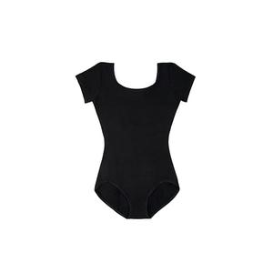 Capezio Girls Cotton Short Sleeve Athletic Leotards, Black, 6-8 US