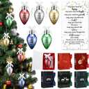 Riceshoot 15 Sets Employees Appreciation Gifts Christmas Lightbulb Ornament Bulk Plastic Colorful Bulbs with Bow Ribbon Inspirational Card in Gift Boxes for Christmas Tree Decor