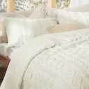 Bedsure Tufted Boho Comforter Set Full Size - Ivory Boho Bed Set, GentleSoft 3 Pieces Farmhouse-Style Embroidery Bedding, Gifts for Woman, Soft Jacquard Full Comforter for All Seasons