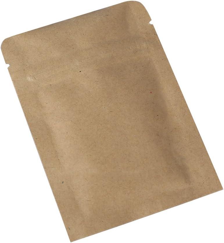QQ Studio Resealable Kraft Mylar Heat Sealable Bags (100 Bags) (Brown Zipper, 3.5" x 5.5" (8.8cm x 14cm)