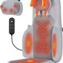 Shiatsu Neck and Back Massager with Heat - 3D Kneading & Vibration Full-Back Massage Cushion to Ease Muscle Stiffness, Adjustable Intensity & Height for Office Chair, Home Use (Grey)