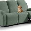 VANSOFY Recliner Couch Cover, 8-Pieces Stretch Recliner Sofa Cover Soft Jacquard Reclining Slipcover Furniture Protector with Elastic Bottom for Kid, Pets(3 Seat,Bean Green)