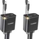 Flexino Retractable Car Charger for iPhone 16, 69W Fast Charging Car Charger USB C, Car Chargers with 2 Retractable Cords 2.6ft, Car Adapter for iPhone 16/15 Series, Galaxy(Grey, Dual Type C)