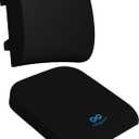 Everlasting Comfort Lumbar Support Pillow & Wheelchair Cushion Bundle - Office Chair Back Support Improves Posture, Eases Back Pain - Ventilated Gel Seat Cushion for Chair, Seniors, & Adults. Pack of 1 