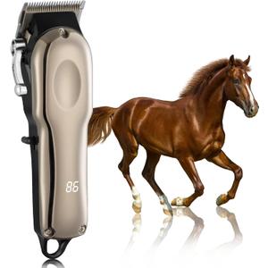 Horse Clippers Cordless Quiet, Professional Livestock Clippers with 4 Guide Guards, Electric Rechargeable Cordless Grooming Clippers for Horse, Cats and Dogs (1)