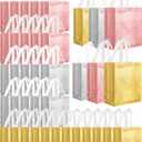 Eccliy 80 Pieces Gift Bags Set Reusable Glossy Grocery Gift Tote with Handle for Easter, Wedding, Spring Events, Graduation(10 x 8 x 4.7 Inch,Rose Gold, Gold, Silver) (Medium)