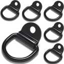 Heavy Duty Steel D Rings Tie Down Anchors Hooks, 8mm Diameter D-Ring Strength Surface Mount Hook Securing Cargo for Trailer, Truck Bed, Pickup, Camper, Tie Down Straps, Black 6 Pack