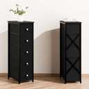 lurcns Narrow Storage Cabinet for Small Spaces Slim Bathroom Dresser with Drawers Tall Thin Storage Organizer for Bathroom Bedroom Skinny Cabinet(Black, 5 Drawers)