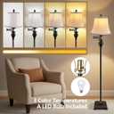 PARTPHONER Vintage Floor Lamps for Living Room,Traditional 350 Adjustable Swing Arm Farmhouse Floor Lamp for Bedroom, Rustic Standing Lamp Pole Lamps for Reading, Home Dcor and Office, Brown