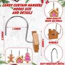 Geelin 13 Pcs Christmas Pink Gingerbread Shower Curtain Set for Bathroom Decor 72"w x 72"h Pink Cute Ginger Bread Candy Cane Shower Curtain with 12 Gingerbread Hooks for Christmas Bathroom Decoration