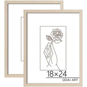 DOAI ART 18x24 Poster Frame 2 Pack in Oak, Woodgrain Color 18 x 24 Picture Frames for Horizontal or Vertical Wall Mounting, Scratch-proof Safe and Artistic Large Photo Frame Wall Art