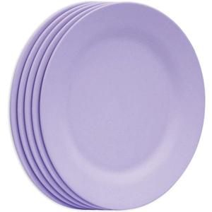 11 Inch Dinner Plate Set, Extra Large Pasta Plates, Unbreakable Dishes, Lightweight Wheat Straw Salad Dinnerware, Reusable Fiber Dessert Tableware (Purple)