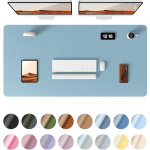 YSAGi Leather Desk Protector, Office Mat, Large Mouse Mat, Non-Slip PU Leather Blotter, Laptop Pad, Waterproof Writing Pad for Office and Home (Ice Blue, 47.2" x 23.6")