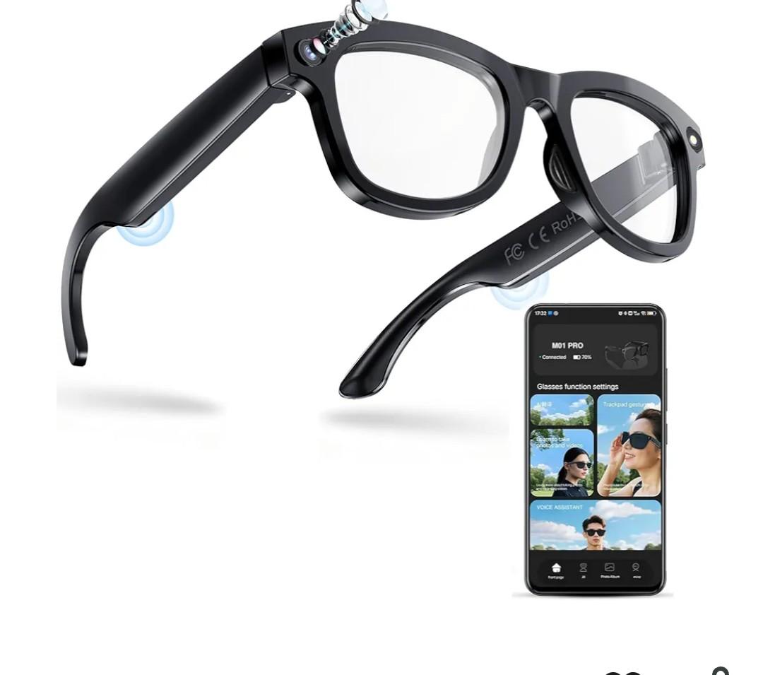 Smart Glasses with Camera, 1080P HD Video Recording Glasses,Bluetooth Speaker,Wireless Music & Calls,Real-Time Translation,Voice Control,Unisex