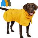Tuff Pupper Waterproof Dog Raincoat | Full-Body Windproof Rain Jacket for Dogs | Reflective Strips | Breathable Mesh Lining | Adjustable Fit | Leash Port (Yellow, XXL)