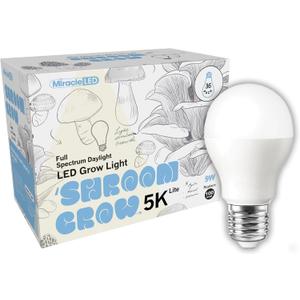 Miracle LED Shroom Grow Indoor LED Grow Bulbs for Oyster, Shiitake, Lions Mane Mushrooms ect. with Absolute Daylight Full Spectrum Replace 100W LED Grow Bulbs (36-Pack)