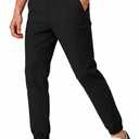 GINGTTO Mens Golf Pants Joggers Slim Fit Tapered Stretch Black 28in Inseam | Lightweight, 4 way Stretch, Athletic fit, Stretch waist, Zipper pockets, Versatile for golf, dress and casual occasions. Size 28W 26L