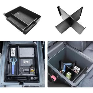 Center Console Organizer Compatible with Honda Pilot 2023-2025 and 2024-2026 Ridgeline/Passport Interior Accessories, 2PCS Armrest Storage Box Dividers Insert Compartment Tray, Black