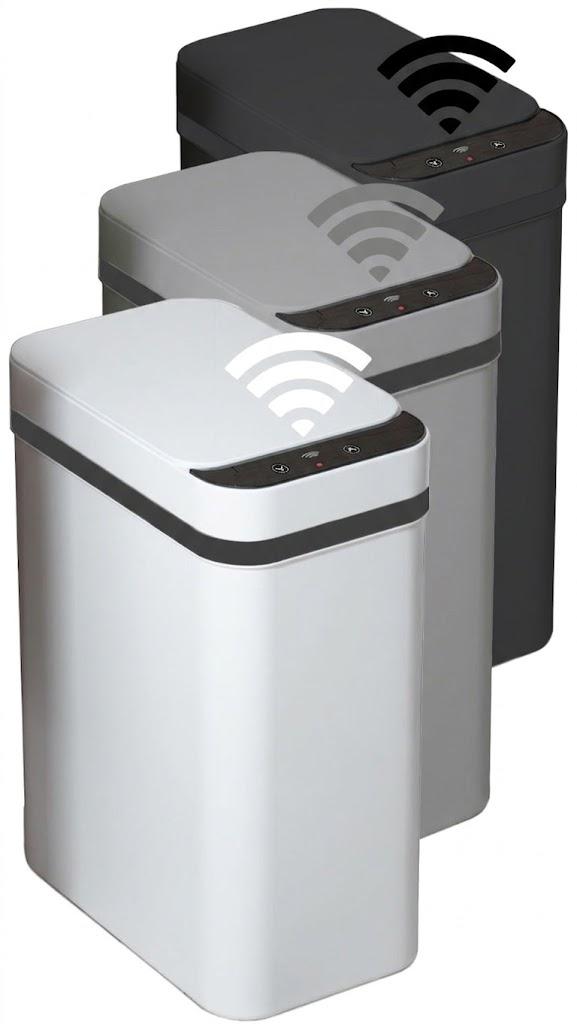 3 PACK - Bathroom Trash Can with Lid - 2.5 Gallon Automatic Trash Cans Touchless - Bedroom, Office - Small Smart Garbage Can - Electric, Narrow - Motion Sensor Trash can Bathroom (Matte Black, Gray & White)