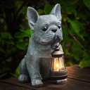 Qwifyu Solar Dog Outdoor Garden Statue with LED Light - Lawn Decor Dog Statue for Patio, Balcony, Yard Ornament - Unique Housewarming Gifts, Birthday Gifts, Garden Gift
