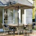AreShark 9 FT Patio Umbrella for Outdoor, Outdoor Table Umbrella with Push Button Tilt and Crank, Outdoor Patio Umbrellas with 8 Sturdy Ribs for Market, Garden, Pool (Khaki)