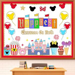 LioNergy Magical Mouse Classroom Bulletin Board Decoration Happiest Class room on Earth Bulletin Board Kit Mouse Cutouts for Classroom Home Office School Wall Door Theme Party Decor
