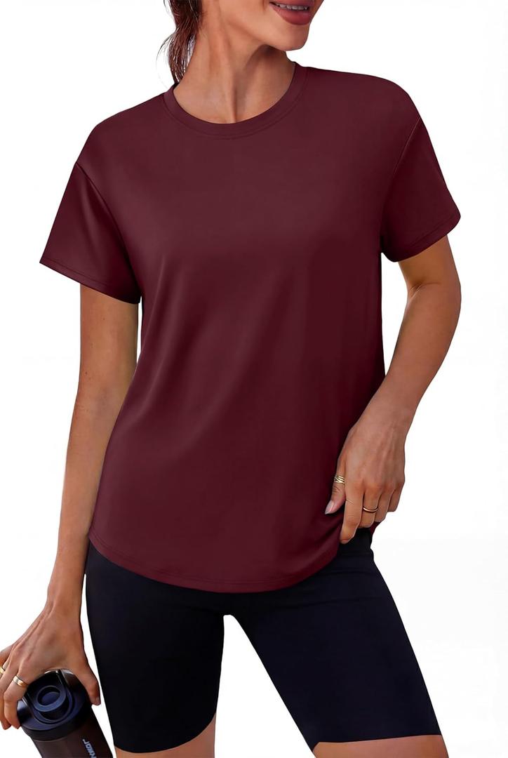 Alaroo Workout Tops for Women Short Sleeve T-Shirts Loose Fit Athletic Fitness Clothing for Gym Running Yoga Summer Tops 2026 M