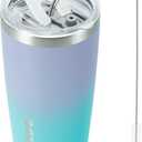 BJPKPK Insulated Stainless Steel Tumbler, Coffee Cup with Lid and Straw, Double Wall Vacuum Travel Mug, Powder Coated Leakproof Tumbler Cup,Lavender Green (20 Ounces)