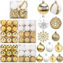 DomeStar 100PCS Christmas Tree Ornaments, Christmas Ball Set Glitter Shatterproof Baubles Snowflakes Gold White for Xmas Tree Wreath Christmas Party Wedding