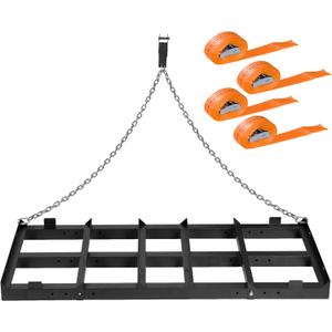 4 FT Drag Harrow Driveway Grader, Heavy Duty Power Rake, Driveway Drag for Gravel w/ 4 FT Chain, Tow Behind Lawn Rake for ATV, UTV, Tractor, Mower, Land Leveler for Gravel, Sand, Soil, Hay