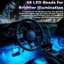 Car Interior Lights, 12V LED Strip Lights with Cigarette Lighter Adapter, Ambient Car Lighting Kit, App & Remote Control Music Sync Color Change Strip Lights for SUVs & Trucks (48LED Beads)