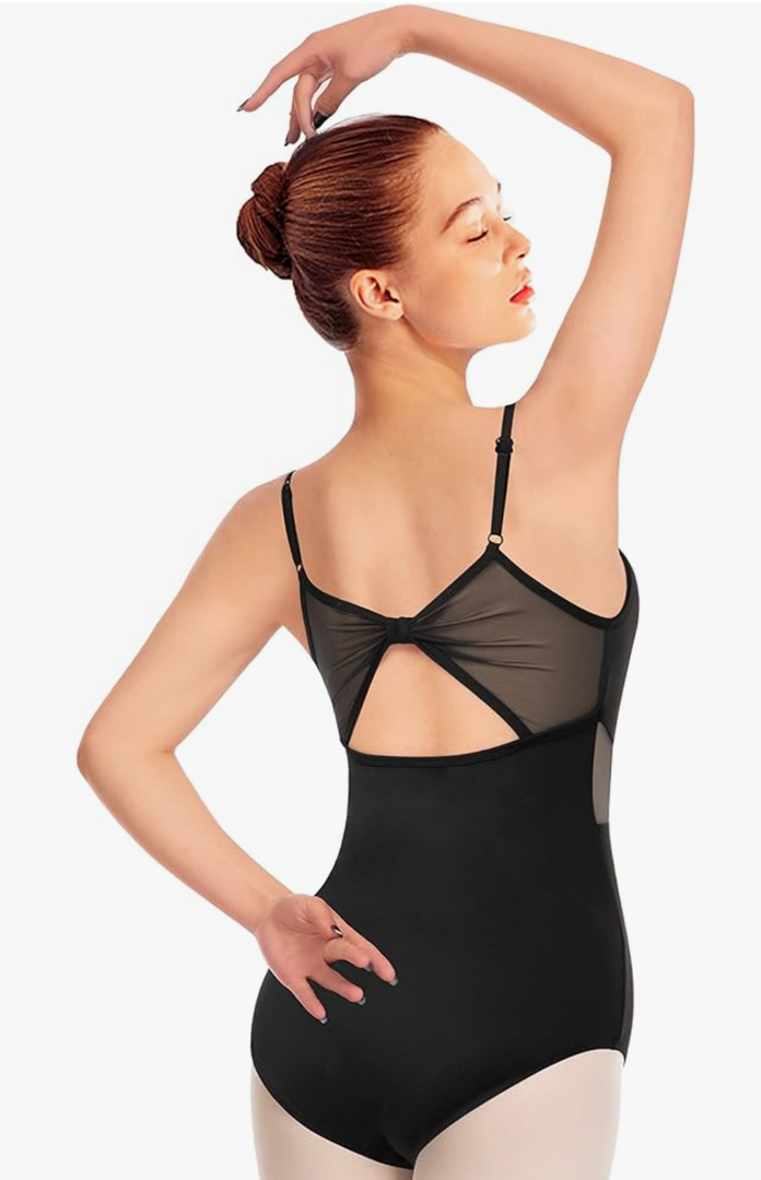 MOLLDAN Women Dance Camisole Leotards,Adjustable Straps,Front Breast Lining,Mesh Hollow Back, Size Small