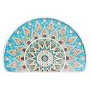WERGHJ Half Round Door Mat, Semi Circle Bathroom Floor Rug, Mandala Boho Bohemian Cyan Non-Slip Welcome Entrance Way Absorbent Bath Mat, Microfiber Tufted Indoor Rug for Kitchen Living Room (h6)