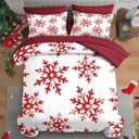 Comforter Set Full Size, Snowflake Merry Christmas 7 Pcs Bedding for Kids and Adults, Winter Snow Bed Sheet Sets with Fitted Sheet 2 Pillowcases & 2 Shams