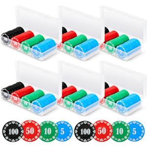 Lewtemi Poker Chips with Denominations Set Plastic Counters Casino Chips with Poker Holder Storage Box for Texas Home Game Nights Holdem Blackjack or Roulette Casino