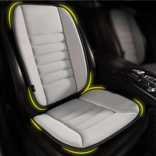 kingphenix Car Seat Cushion with Back Support Pillow: Enhanced Comfort Memory Foam Design for Pain Relief, Ideal for Drivers and Office Use - Ergonomic Lumbar Comfort for Long Sitting - Gray
