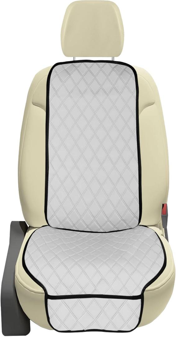 FH Group Car Seat Cushion Front Set White Neosupreme Automotive Seat Cushions - Universal Fit, Car Seat Cushion with Front Pockets, Airbag Compatible Car Seat Cushions for SUV, Sedan, Van