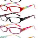 BIENCOOL 5 Pack Reading Glasses for Women - Fashion Spring Hinge Eyeglasses, Ladies Readers