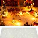 4 Pcs Christmas Snow Blanket with LED Lights 47.2 x 8.7 inch Artificial Snow Table Runner Mantel Scarf Light Up with LED Ropes Table Christmas Decor for Village Decorations