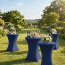Cocktail Table Cover, 2 Pack Spandex Fitted Cocktail Tablecloths, Stretch Round High Top Table Cloths for Bar Wedding Party Banquet, Navy, 30"-32" Diameter x 40"-43" Height