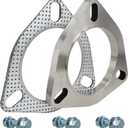 3 Inch 3 Bolt Exhaust Flange and Gasket,Stainless Steel Exhaust Flange Connection Set with Flange Bolts and Nuts(76mm)