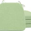 AAAAAcessories D-Shaped Chair Cushions, 2" Thick Dining Chair Pads with Ties and Removable, Machine-Washable Cover, 17" x 16", Set of 4, Pear Green (4 Count(Pack of 1))