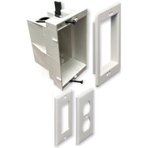 iMBAPrice IMBA-DVFR1W-1 1-Gang Recessed Outlet/Electrical Box for Wall Mount TV, Antenna, Phone & Cable TV, Fits GFCI and Standard Outlets, Old or New Construction, 1-Pack