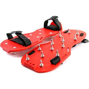 QWORK Gunite Spiked Shoes With 3/4 Short Spikes Perfect For Epoxy Floor, Overlays, Cover Installation, Green Color (Pair) (Red)